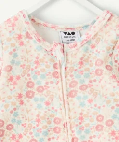 Pyjama velours bébé imprimé fleuri zip