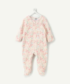 Pyjama velours bébé imprimé fleuri zip