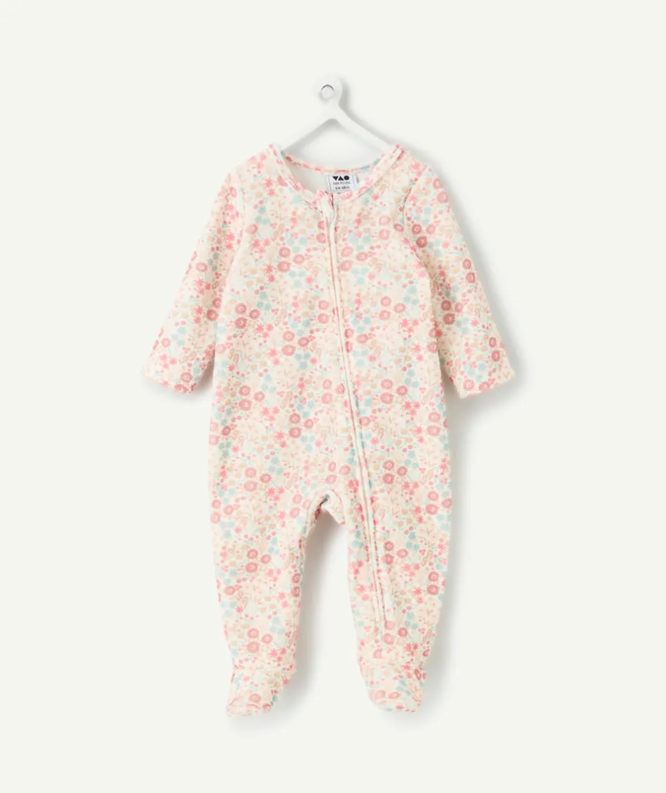 Pyjama velours bébé imprimé fleuri zip