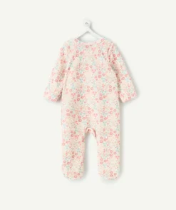 Pyjama velours bébé imprimé fleuri zip