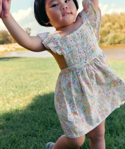 Robe avec bloomer bébé fille imprimée à volants