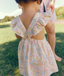 Robe avec bloomer bébé fille imprimée à volants