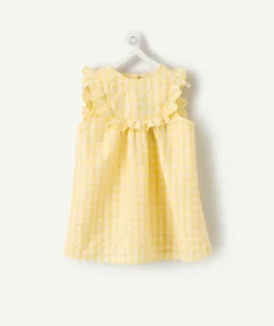 Robe avec bloomer naissance fille vichy jaune