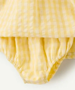 Robe avec bloomer naissance fille vichy jaune