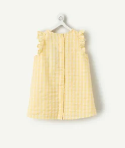 Robe avec bloomer naissance fille vichy jaune