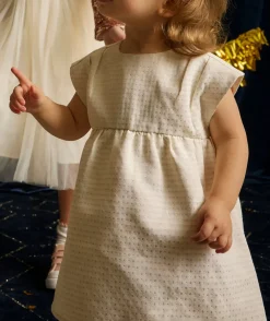 Robe bébé fille écrue manches courtes