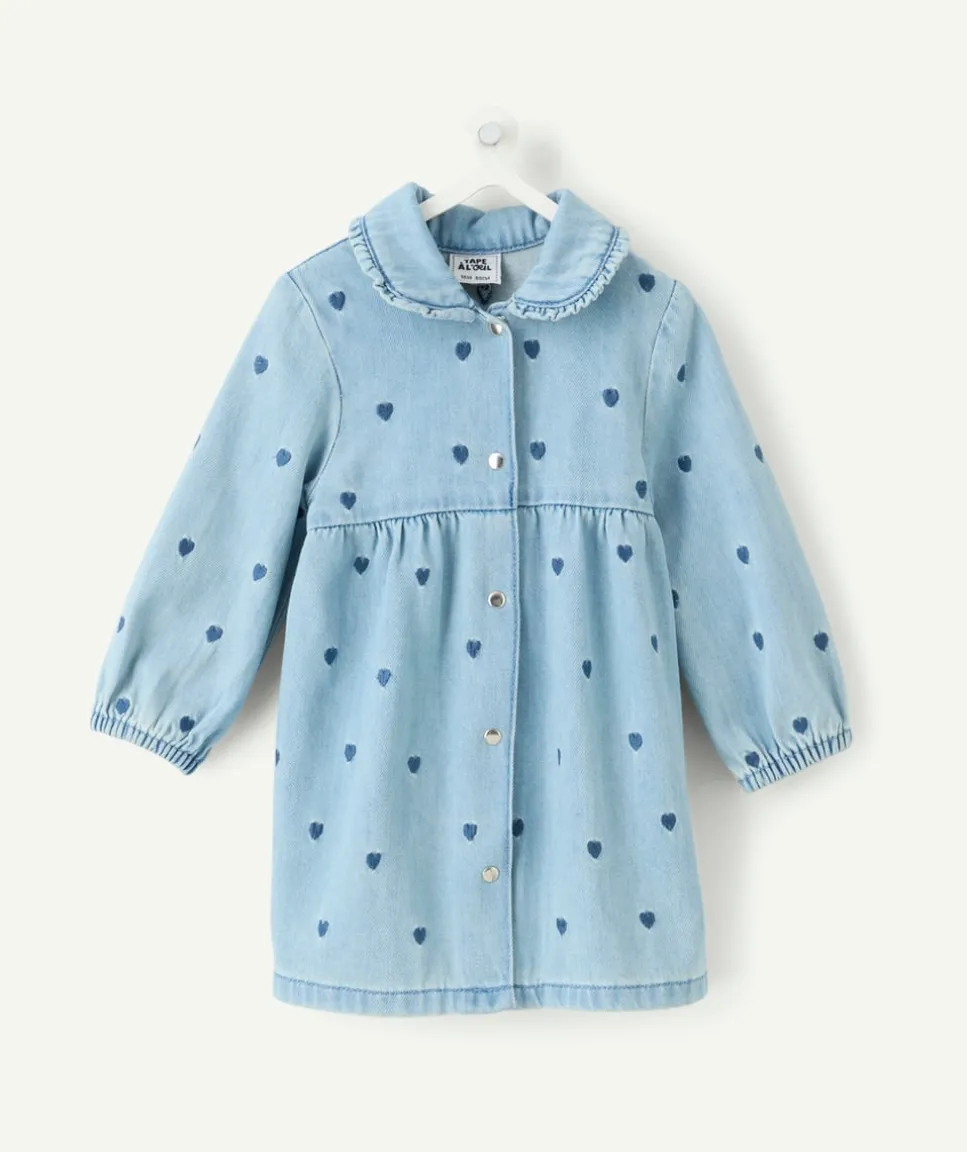 Robe bébé fille denim imprimé coeurs