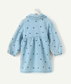 Robe bébé fille denim imprimé coeurs