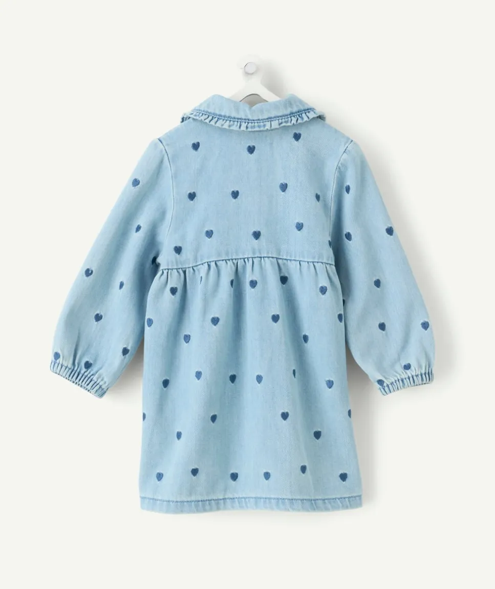 Robe bébé fille denim imprimé coeurs