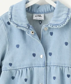 Robe bébé fille denim imprimé coeurs