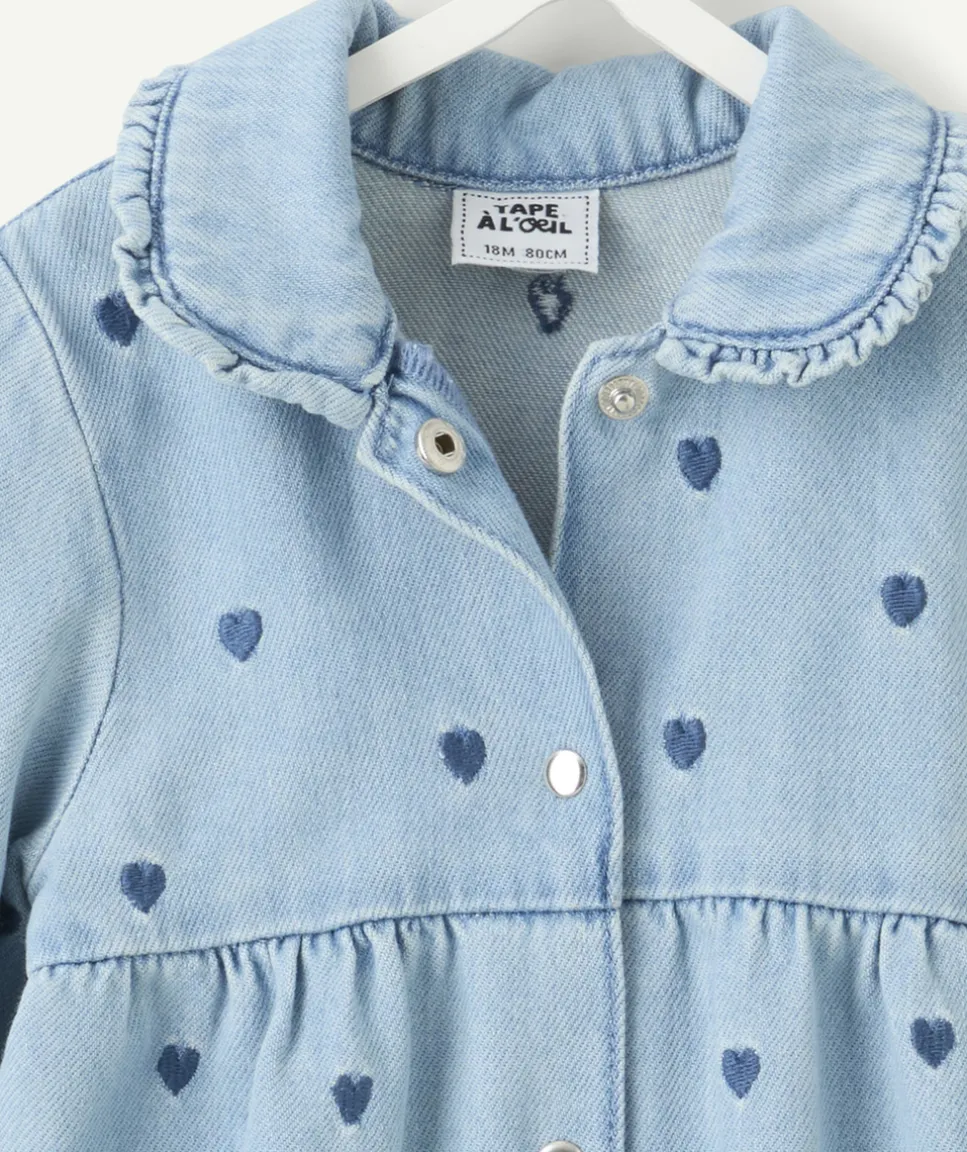 Robe bébé fille denim imprimé coeurs