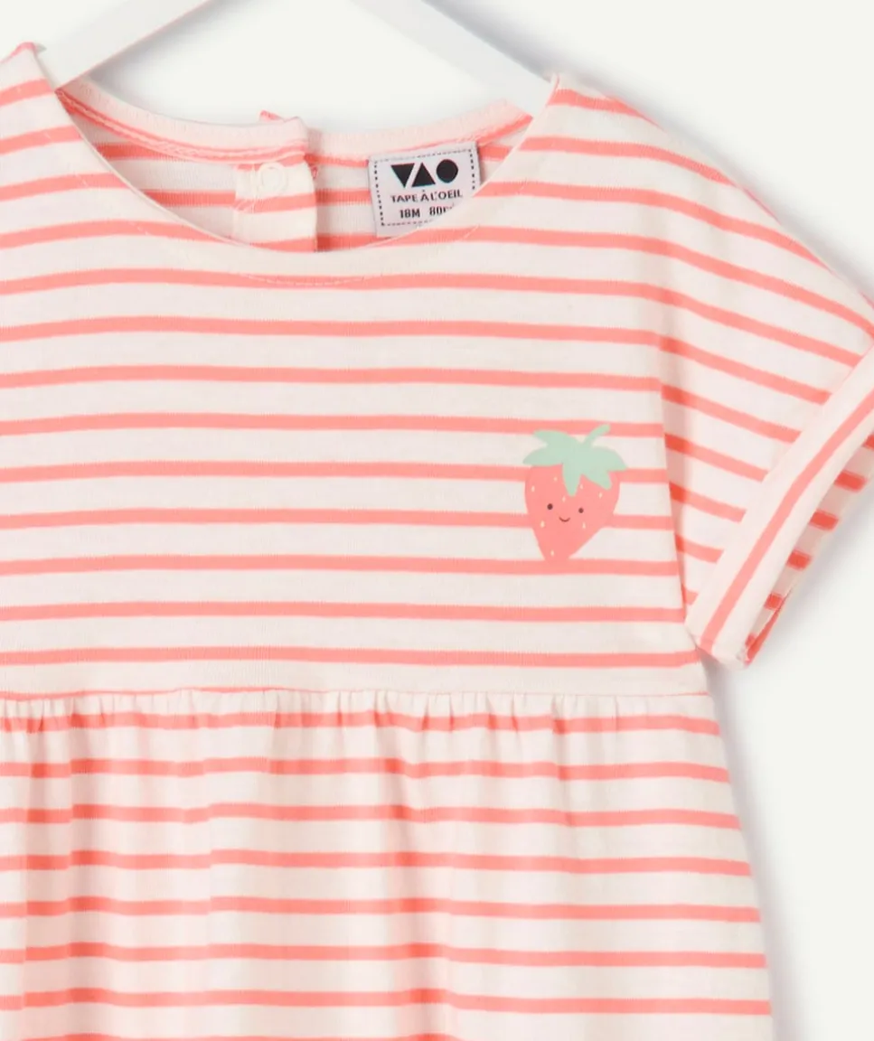 Robe bébé fille rayée rose et blanche
