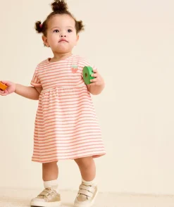 Robe bébé fille rayée rose et blanche