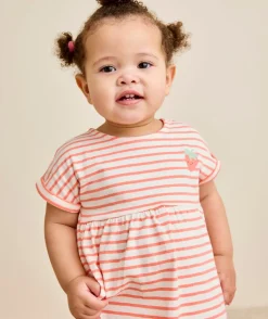 Robe bébé fille rayée rose et blanche