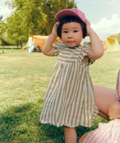 Robe bébé fille rayée verte