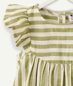 Robe bébé fille rayée verte