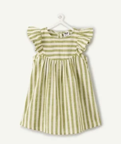 Robe bébé fille rayée verte