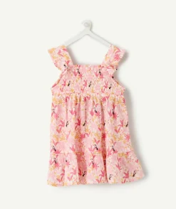 Robe bébé fille rose imprimée fleurs