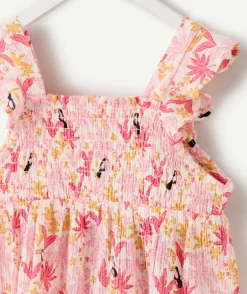 Robe bébé fille rose imprimée fleurs