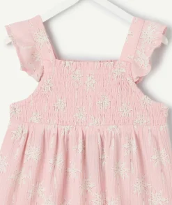 Robe bébé fille rose imprimé à volants