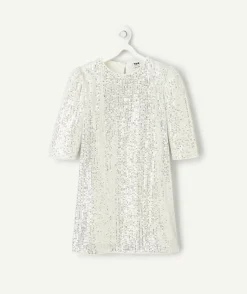 Robe cérémonie fille à sequins argentés