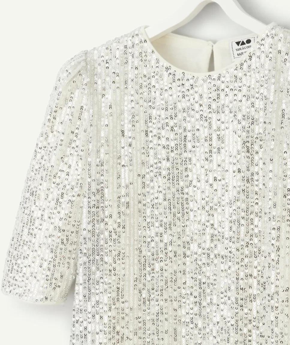 Robe cérémonie fille à sequins argentés