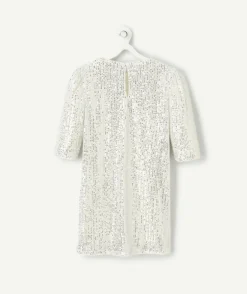 Robe cérémonie fille à sequins argentés