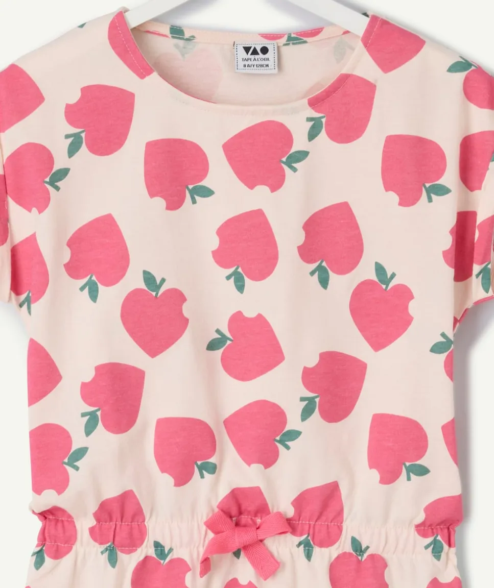 Robe de nuit fille coton rose imprimée