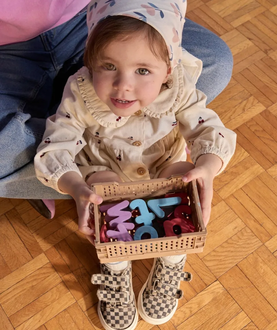 Robe effet velours bébé fille écru imprimé cerise