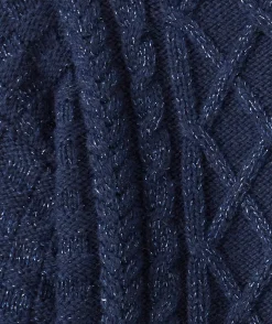 Robe en maille fille avec jeux de torsades bleu marine