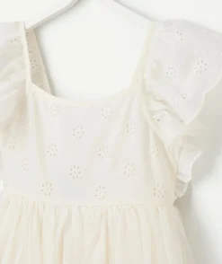 Robe en tulle fille blanche à volants