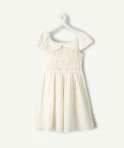 Robe fille blanc smockée