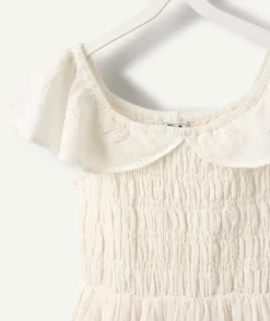 Robe fille blanc smockée