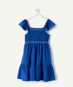 Robe fille bleue à volants