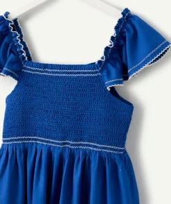 Robe fille bleue à volants
