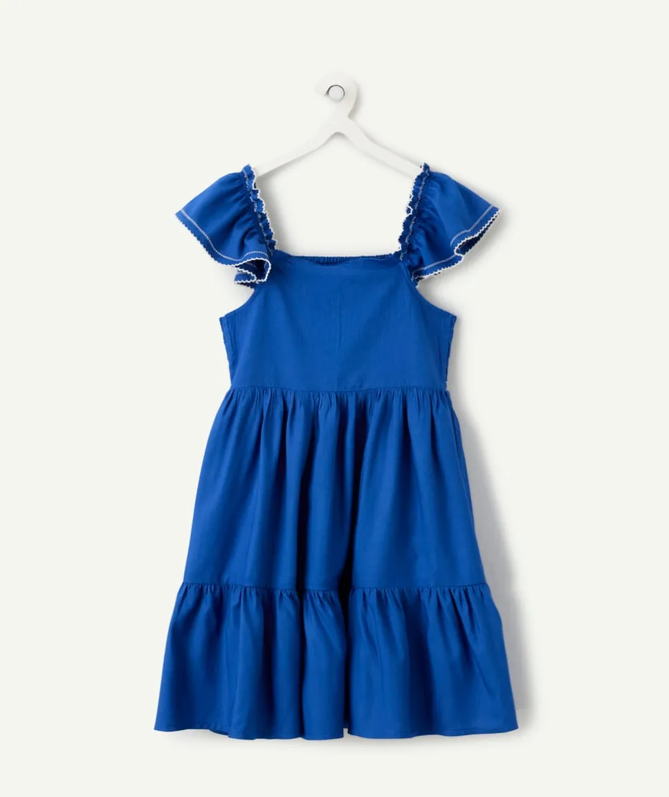 Robe fille bleue à volants