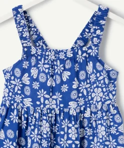 Robe fille bleu imprimé floral