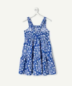 Robe fille bleu imprimé floral