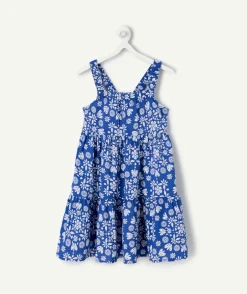 Robe fille bleu imprimé floral