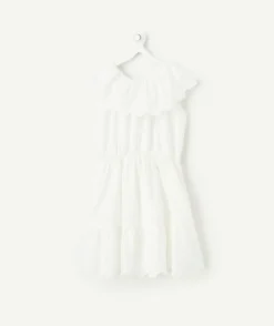 Robe fille brodée blanche à volants