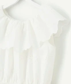 Robe fille brodée blanche à volants