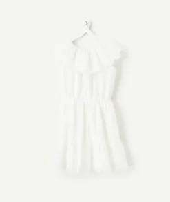 Robe fille brodée blanche à volants