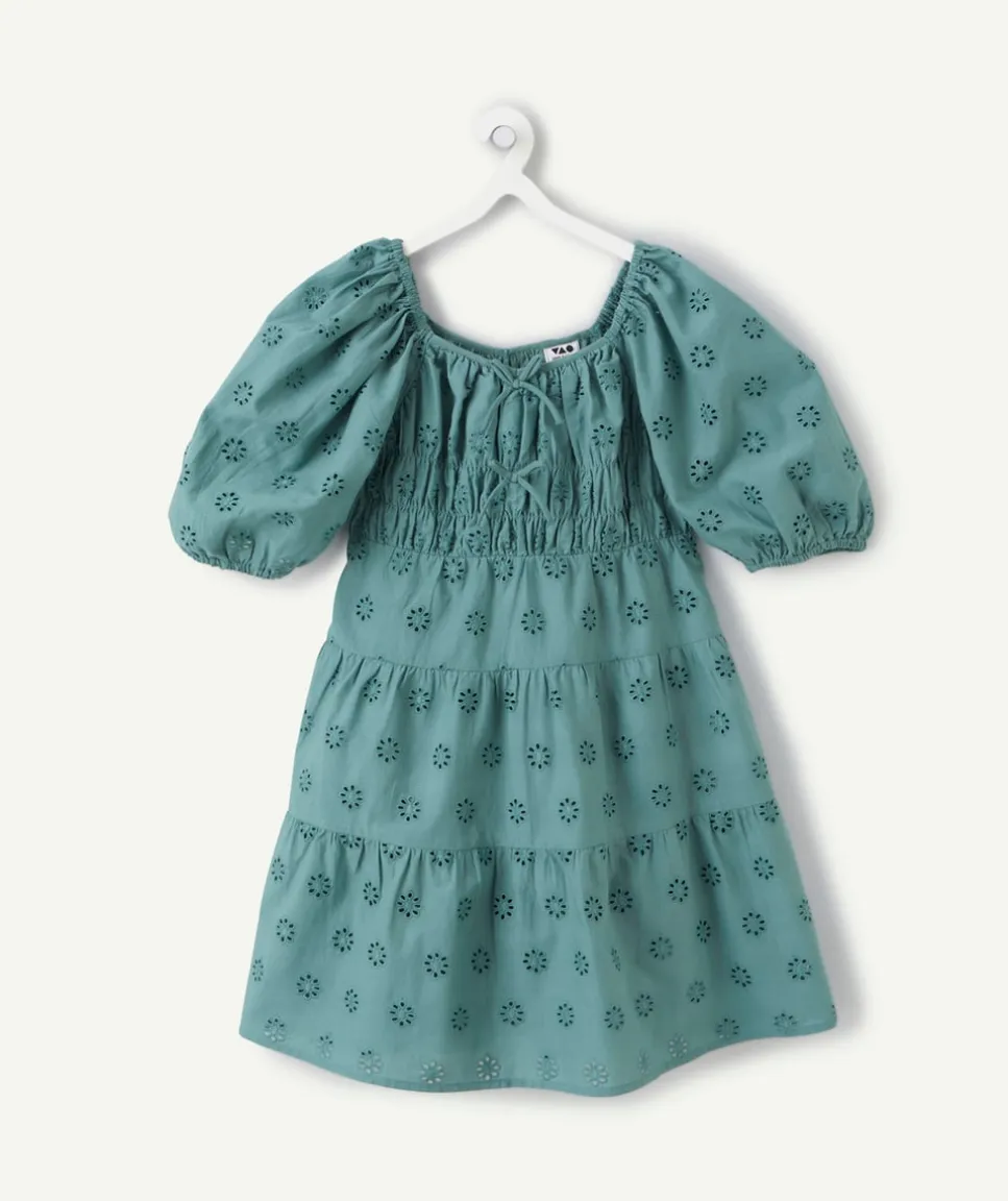 Robe fille broderie verte