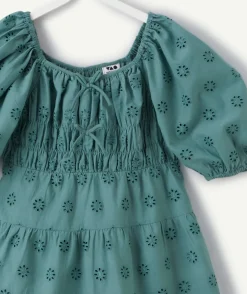 Robe fille broderie verte