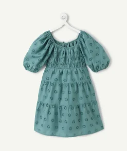Robe fille broderie verte