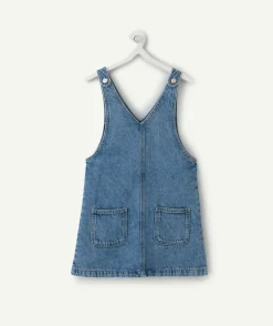 Robe fille chasuble denim bleu