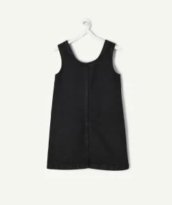 Robe fille denim noir avec poches
