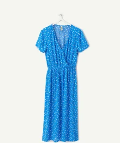 Robe fille droite bleue imprimée