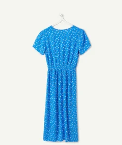 Robe fille droite bleue imprimée