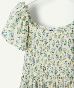 Robe fille imprimé fleuri manches courtes